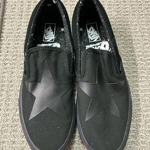 Vans David Bowie Black Slip-Ons. Mens 9, Women's 10.5
